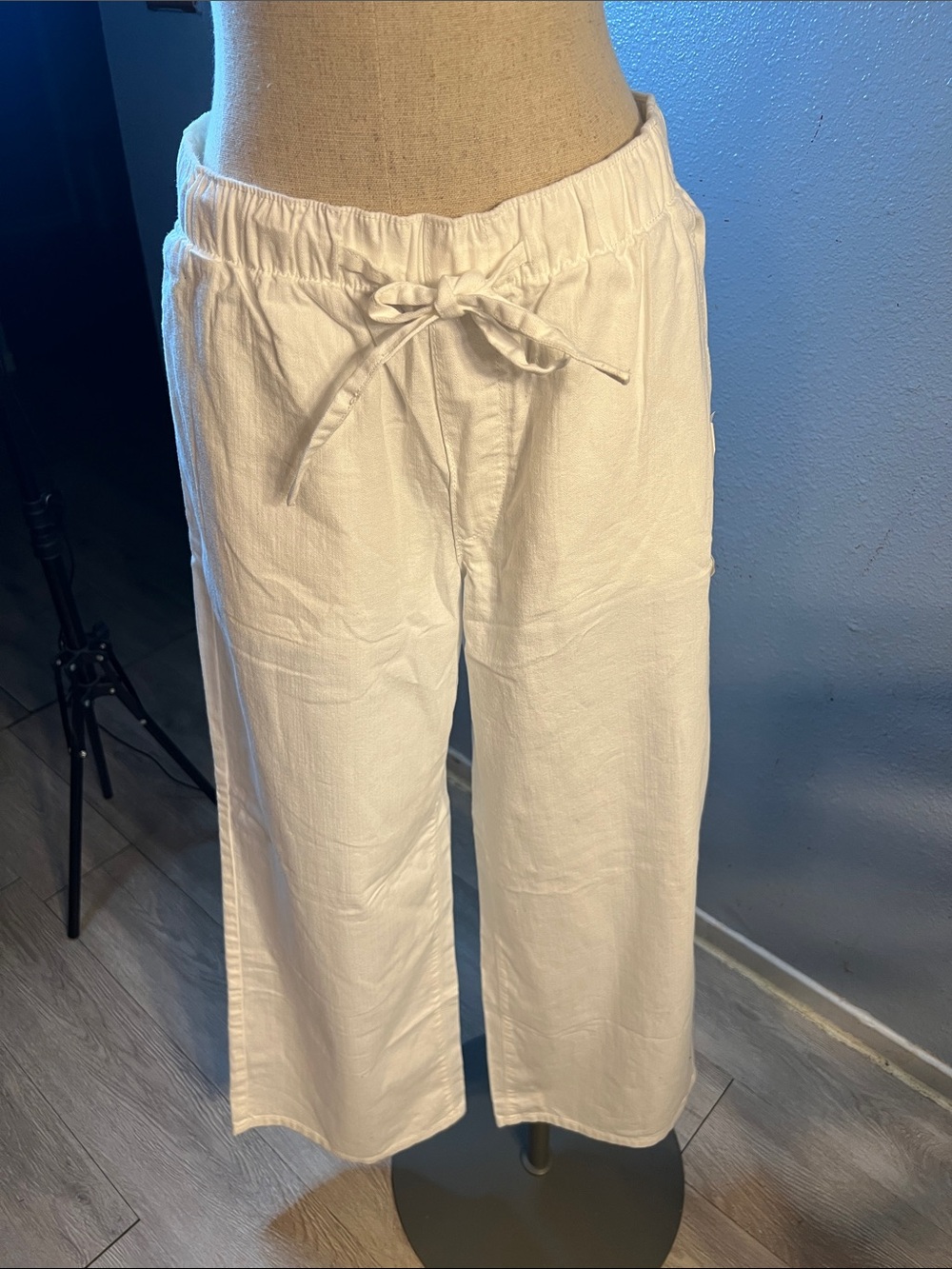 Banana Republic White Wide-Leg Drawstring Jeans